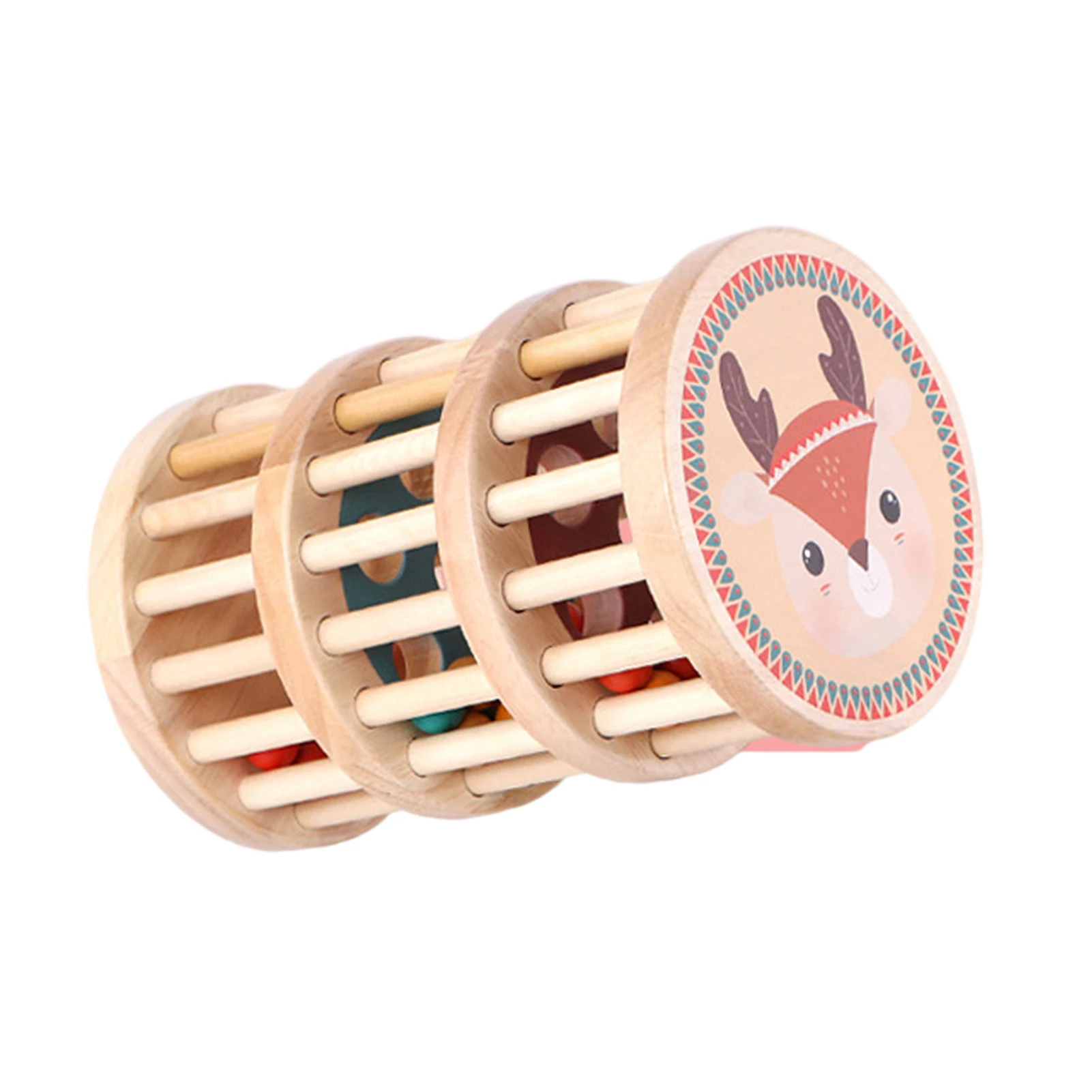 

Wooden Baby Roller Spinning Drum Toy Montessori Rolling Cylinder Roller Rattle Toy For Babies Rolling Baby Ball For Infant 6-12