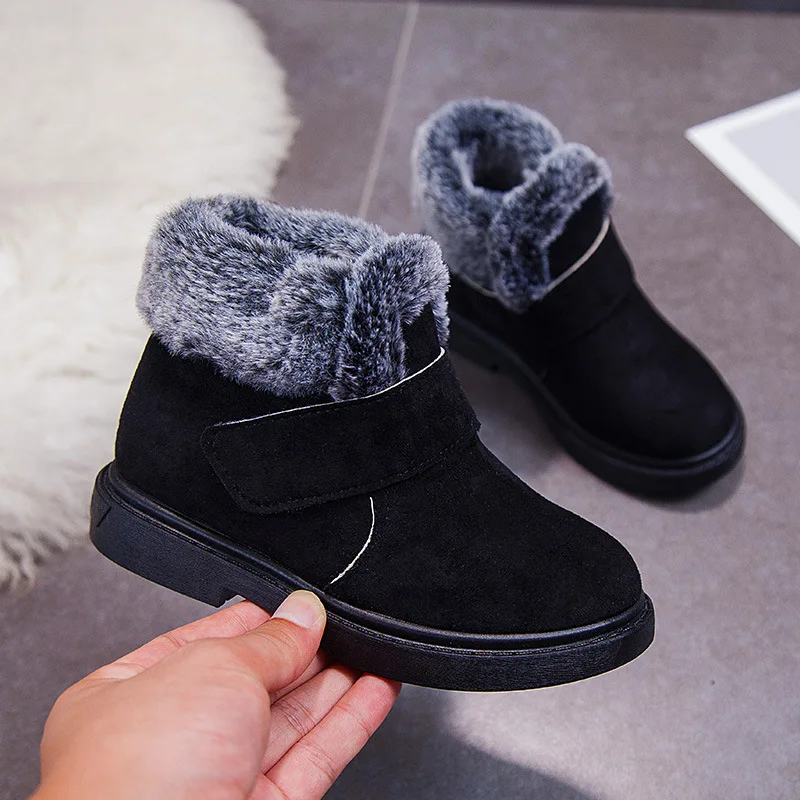 2020 детская хлопковая обувь для девочек зимние Бархатные короткие сапоги