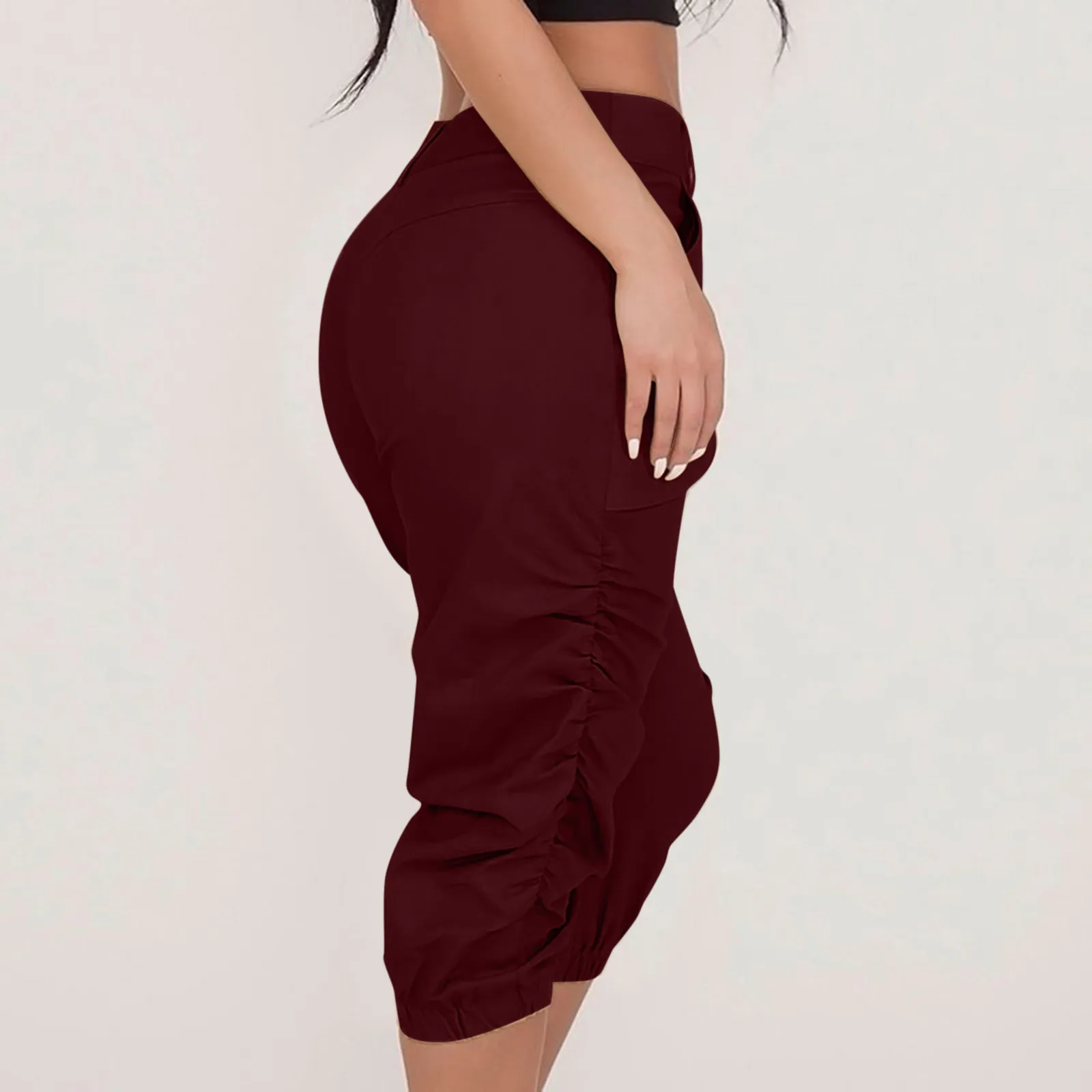 

Women's Casual Cropped Rrousers Harem Pants Beam Foot Pants Pocket Loose Shorts