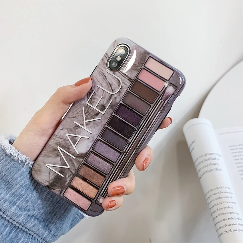 makeup eyeshadow palette phone case for iphone 11pro max xr xs max glossy soft free global shipping
