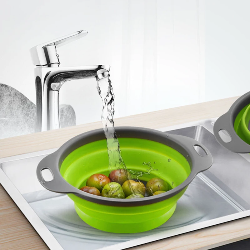 Складные силиконовые дуршлаги корзина для мытья фруктов и овощей складной