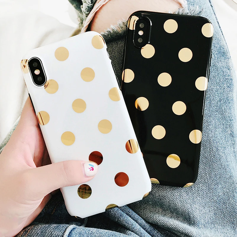 Fashion Cute Gold Wave Point Soft Silicone Case For iPhone 11 Pro Max XR X XS 6 6S 7 8 Plus Shockproof TPU Cases |
