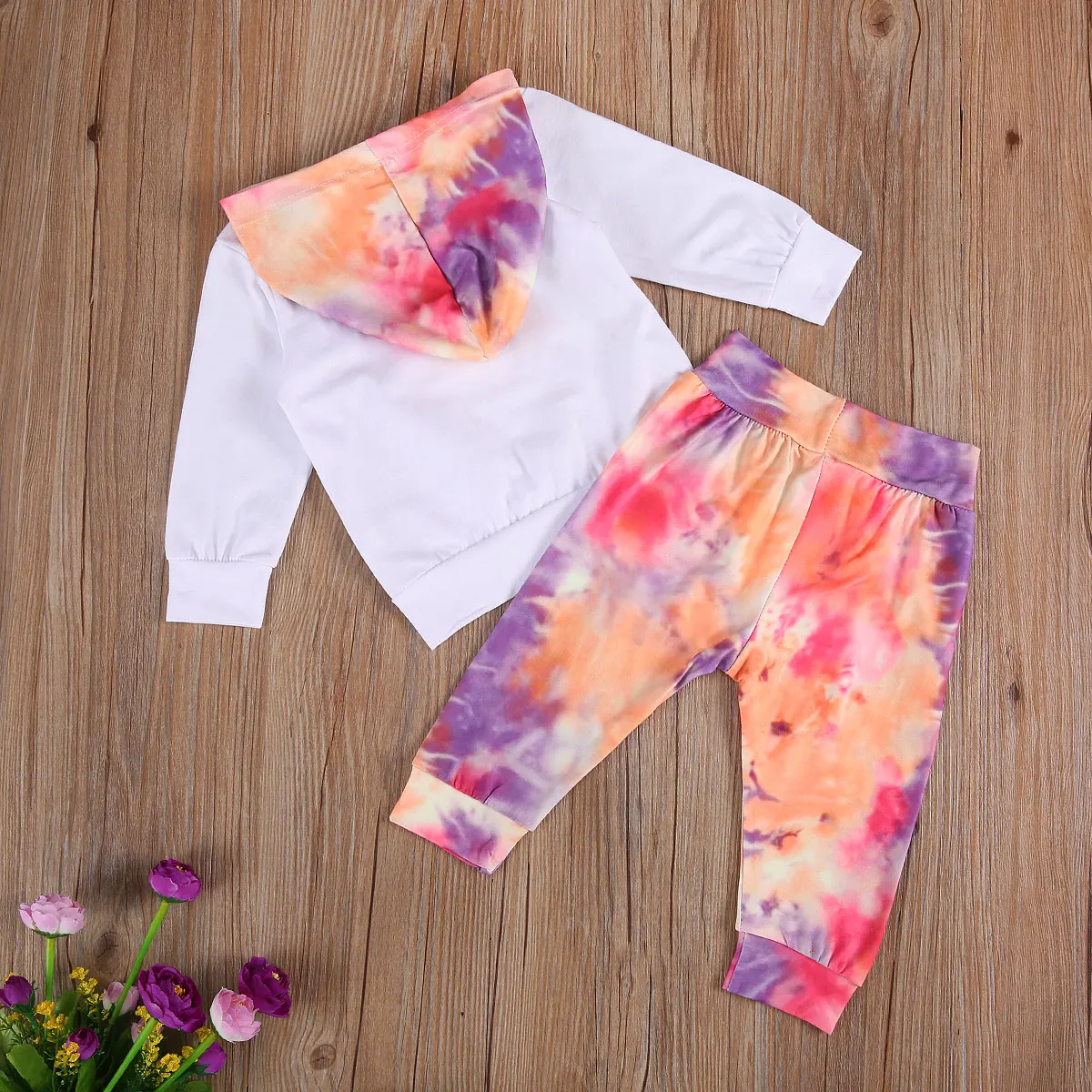 

Toddler Girls 0-24M Tie Dye Clothes Sets, Baby Girl Hoodies Pocket Tops and Pants, Fashion Newborn Spring Autumn Outfits Sets