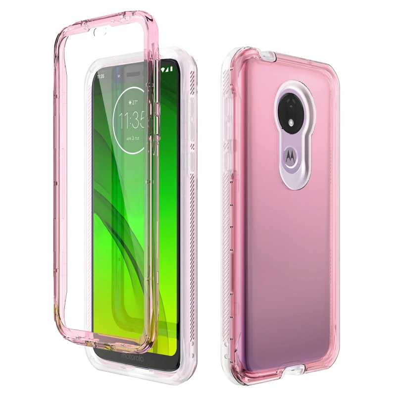 Hard Back Case for Motorola Moto G7 Power Play Full Cover with Built-in Screen Protector Shock Absorption Case for Moto G7 Play - Цвет: Powder