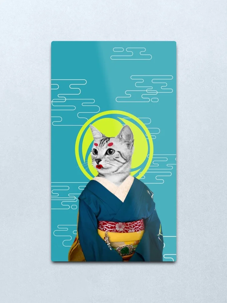 

geisha cat Metal Print Tin Sign Bar Home Wall Decor Metal Art Poster