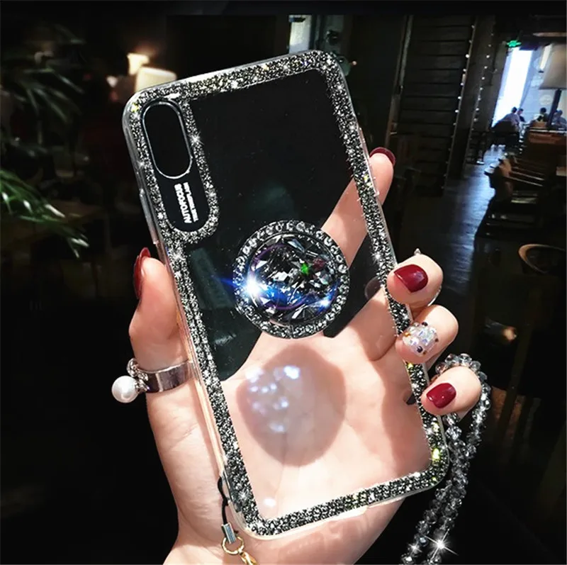 Чехол для iPhone 11 XR 7 8 Pro Max X XS Plus 6 6s роскошный мягкий чехол со стразами и кольцом на