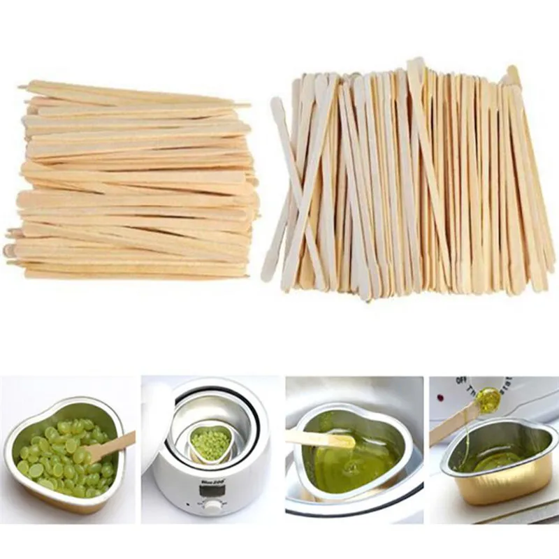 

100pcs Disposable Wooden Waxing Stick Wax Bean Wiping Wax Tool Disposable Hair Removal Beauty Bar Body Beauty Tool