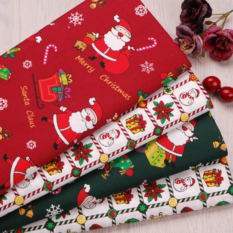 

Christmas Sewing Fabrics Decorative Cloth 5PCS Patchwork Xmas Series Cotton Fabric Printed Cloth DIY Handmade Accessory