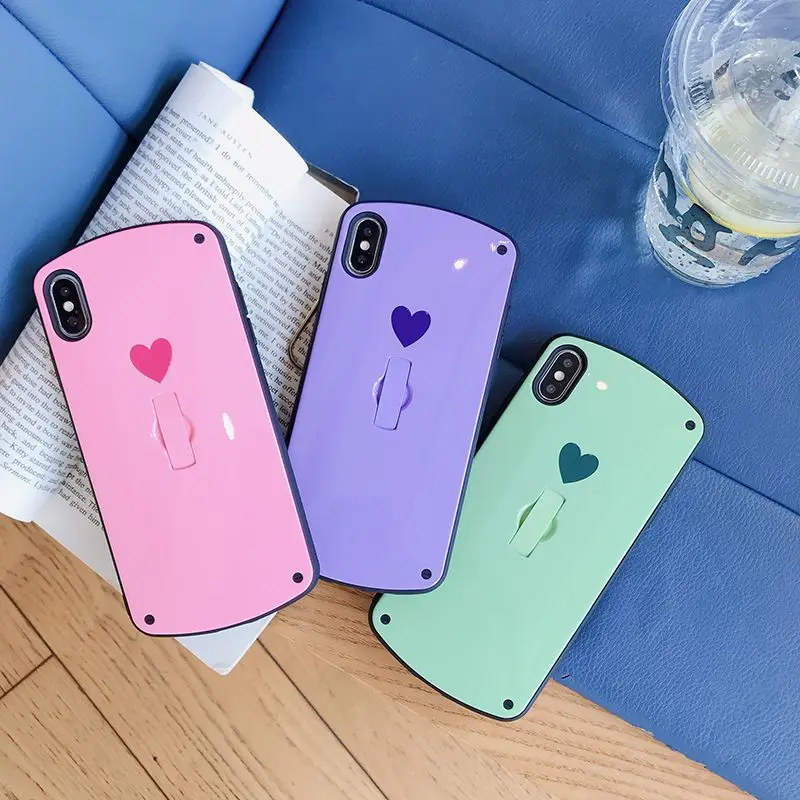 Для Iphone 7 8 7plus 8plus чистое сердце простота чехол для Iphone X Xs Max Xr силикагель анти-падение крепление в виде кольца на палец чехол