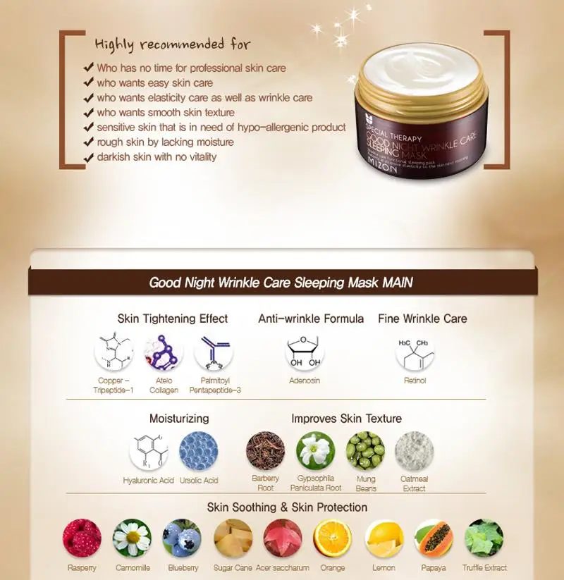 MIZON Good Night Wrinkle Care Sleeping Mask 75ml Anti-drying Anti-aging Face Serum Long-lasting Moisturizing Korea Cosmetics | Красота и