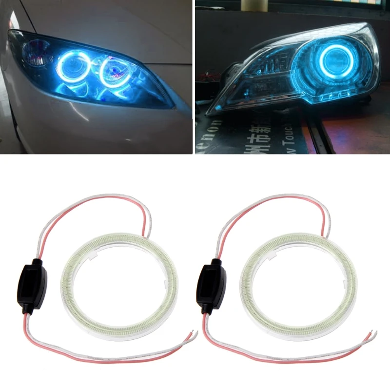 

60mm DC 12V COB Angel Eyes Halo Car LED Ring Light Headlight DRL Ice Blue 2 Pcs