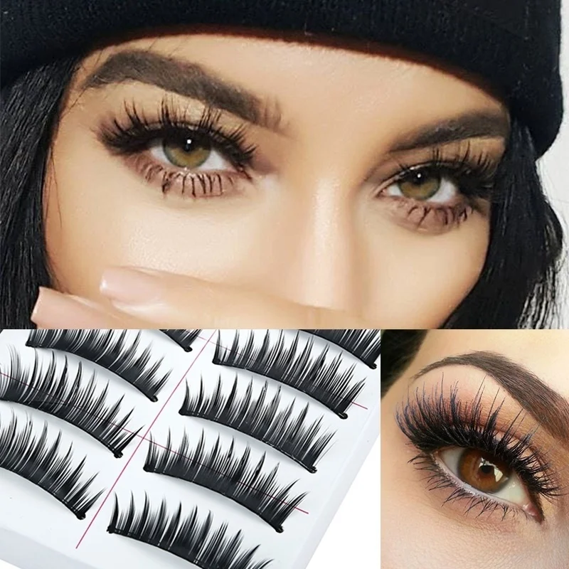 10 пар женские длинные толстые черные Накладные ресницы ручной работы инструмент