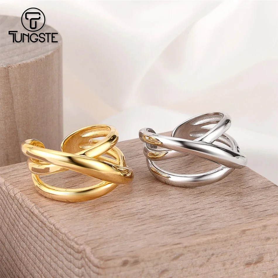 

Женские многослойные Открытые Кольца S925 из стерлингового серебра с полым крестом, эффектные минималистичные регулируемые массивные кольц...