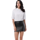 Женская Кожаная мини-юбка с молнией сзади, повседневная облегающая мини-юбка из искусственной лакированной кожи размера плюс на осень