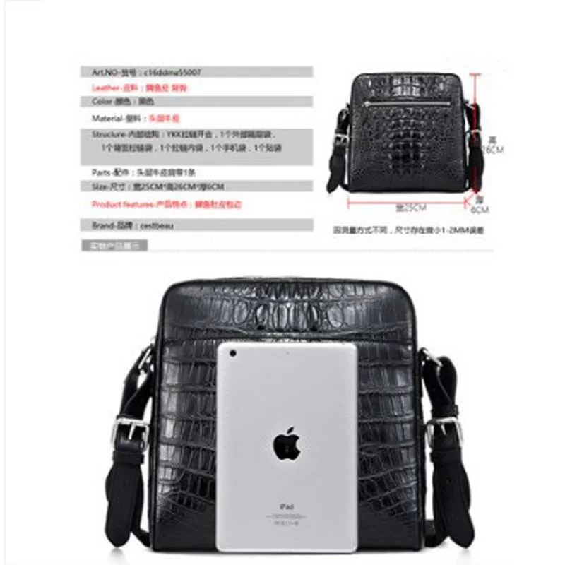 Крокодиловая сумка Cestbeau для мужчин деловая повседневная кожаная крокодиловая на