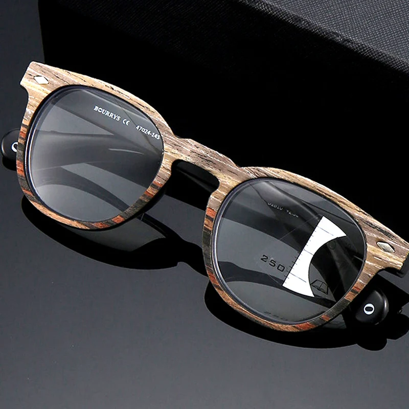 Очки для чтения унисекс с текстурой древесины прогрессивные Мультифокальные