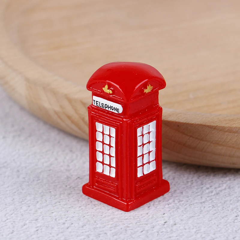 

1PC Mini Telephone Booth Home Ornaments Figurines DIY Aquarium/Dollhouse Decor