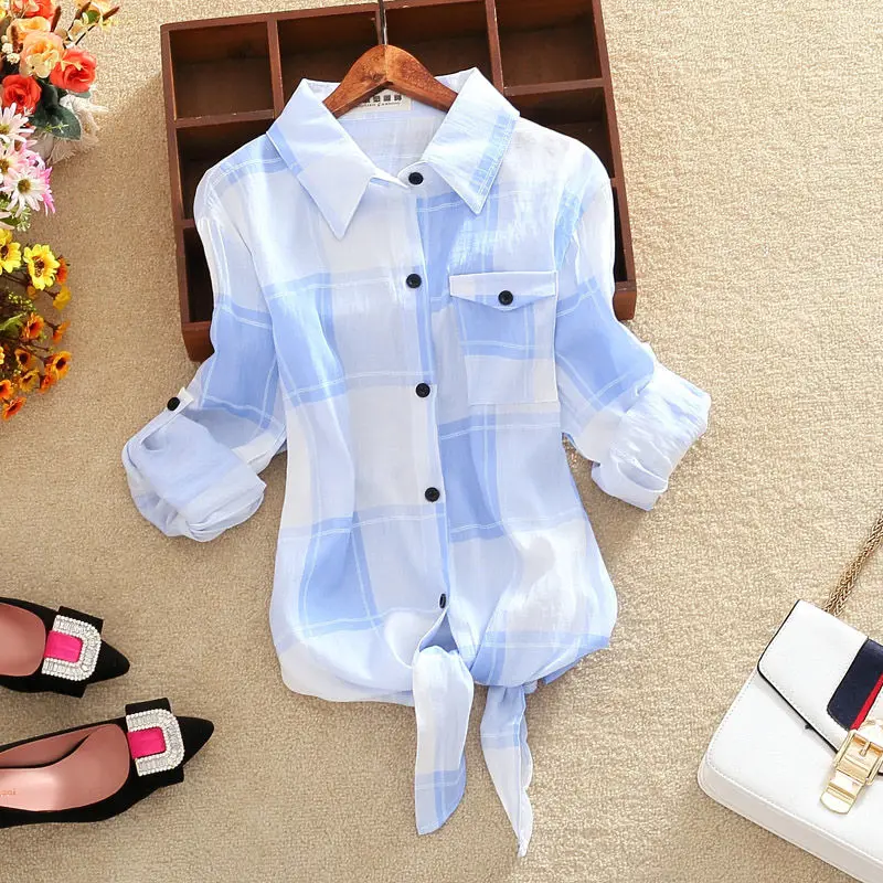 

Женская свободная рубашка-поло с длинным рукавом, в полоску