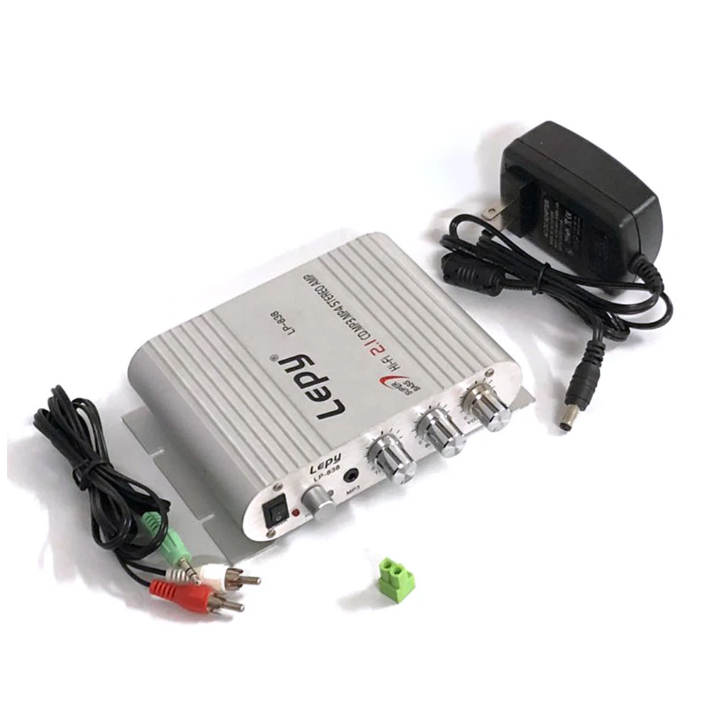 with adapter HIFI 2,1 12 В 200 Вт мини Hi-Fi стерео усилитель MP3 Радио каналы 2 дома супер бас усилитель мощности стерео - Цвет: with adapter