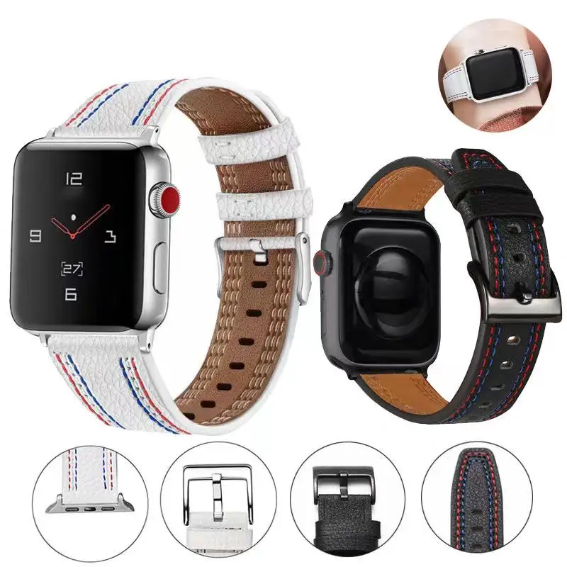 

NewLeather Strap For Apple Watch 7 band 45mm 41mm Sports bracelet belt For iwatch 6 5 4 SE 44mm 40mm Series 3 42mm 38mm Correa