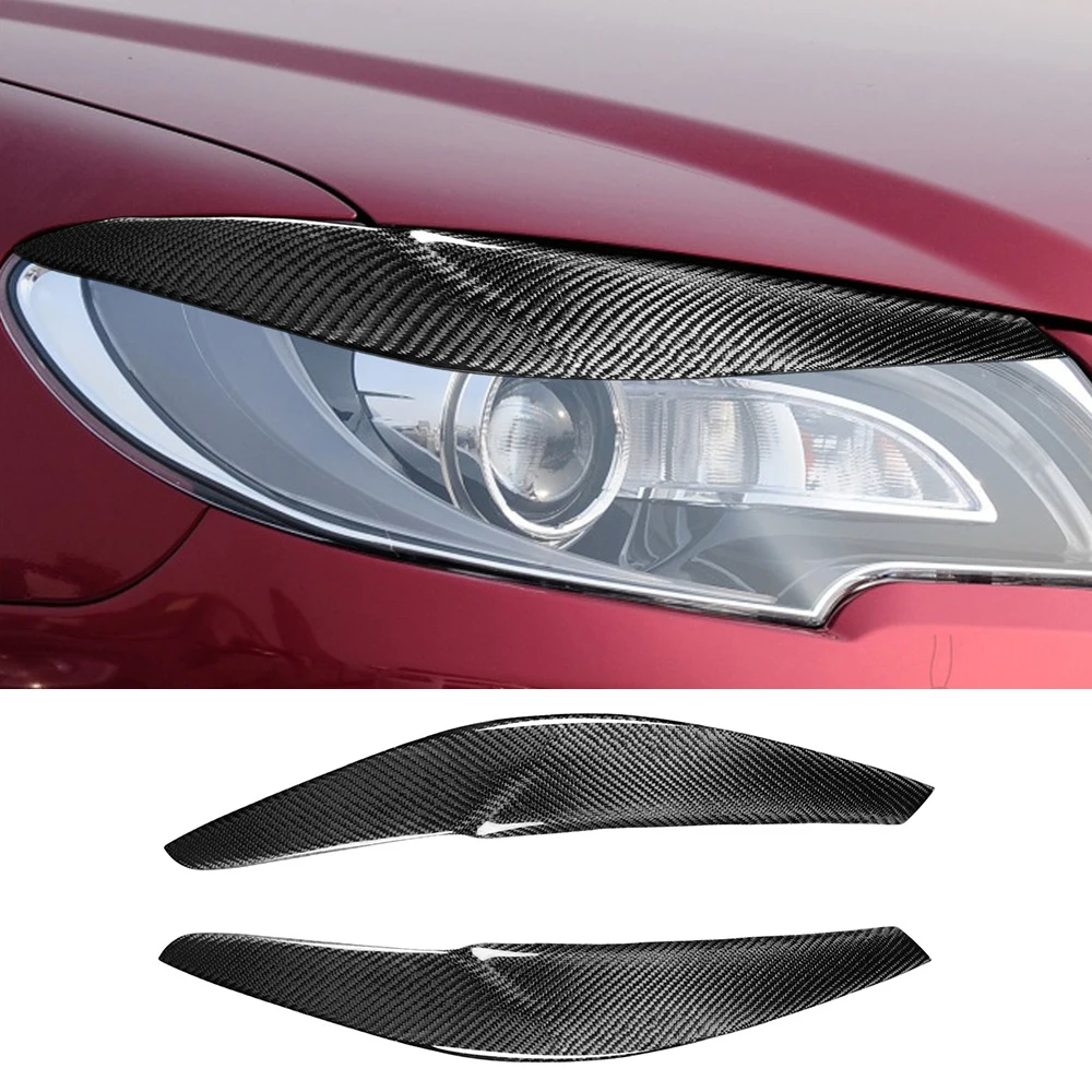 Real Carbon Fiber Exterior Front Headlight Eyelids Eyebrow Decoration Cover for Toyota Corolla 2013-2016 Car Accessories