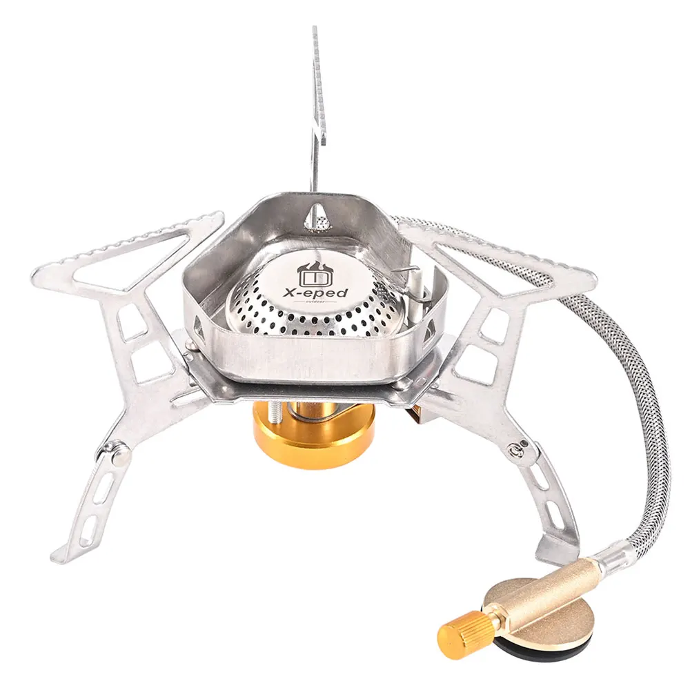X-eped Outdoor Gas Burner Windproof Camping Stove Portable Folding Ultralight Split Lighter Tourist Equipment For Hiking