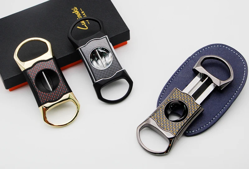 

LUBINSKI High Grade Carbon Fiber Super Sharp Cigar Cutter Stainless Steel Cigar Scissors Tobacco Cutting Cigars For COHIBA