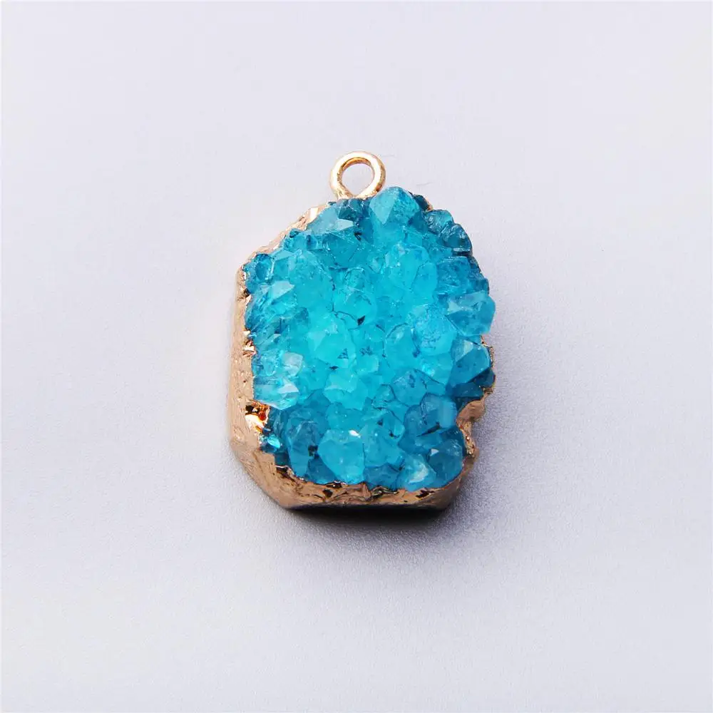 Синий кулон agates Druzy женский разноцветный натуральный камень сделанный кварц