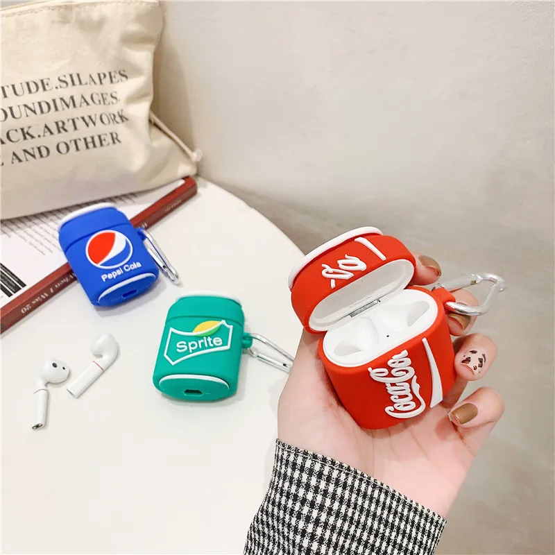 Чехол для наушников с зажимом Airpods Pro 1/2/3 забавным дизайном в виде бутылки колы Sprite