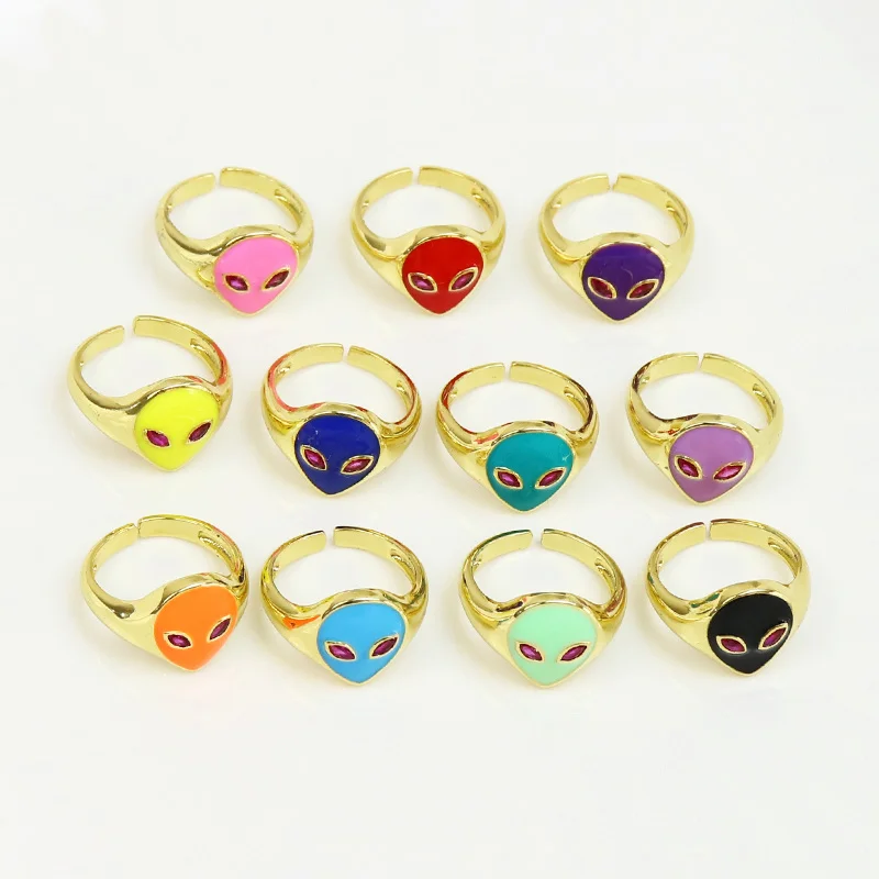 

10 шт., разноцветные эмалевые бриллиантовые кольца, модные ювелирные изделия, покрытые 18-каратным золотом, модные ювелирные кольца для вечер...