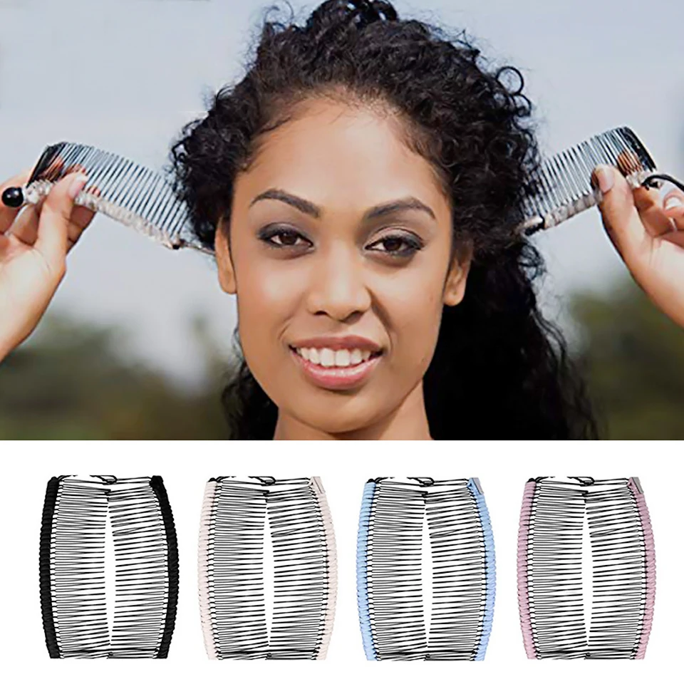 

Stretch Banana Clip Double Side Lazy Women Hair Comb Easy Thick Curly Hair Styling Tool Ponytail Insert Comb Magic Hair Grips