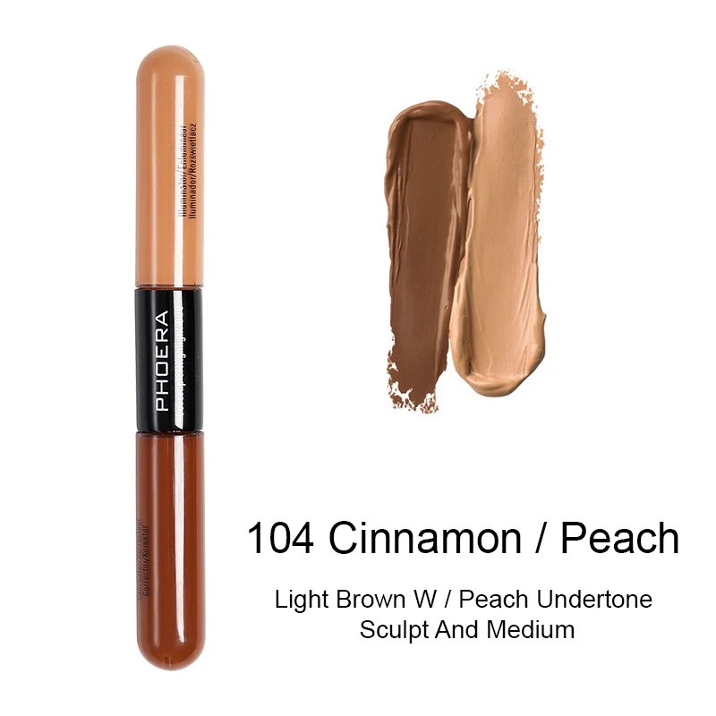 PHOER Brighten Skin Color Double Head Concealer Liquid 5 Long Oil Control Foundation TSLM2 |