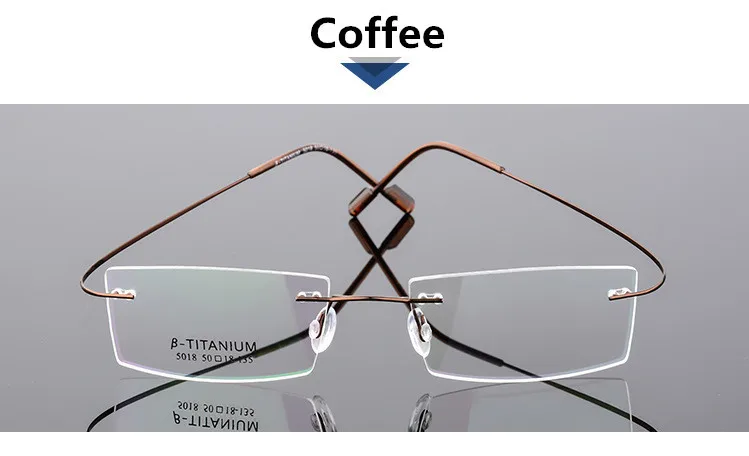 C6 Coffee Классические мужские чистые титановые ультралегкие очки без оправы оптическая Оправа очков для близорукости ультралегкие титановые очки без оправы - Цвет оправы: C6 Coffee