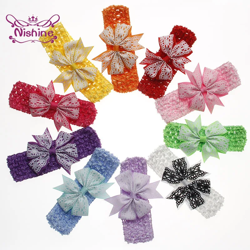 

10 шт./лот ласточкин хвост бантом крючком плетение повязка на голову для малышей эластичный повязка на голову; Аксессуары для волос для мален...