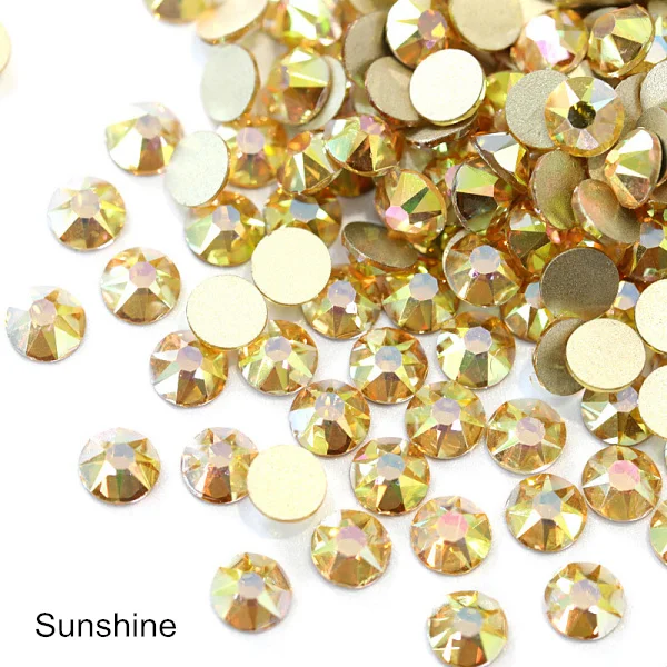 Sunshine 1440 шт Новые популярные цвета 8 больших+ 8 маленьких 16 граней горный хрусталь Кристалл Flatback не горячей фиксации украшение для ногтей горный хрусталь B3638 - Цвет: Sunshine