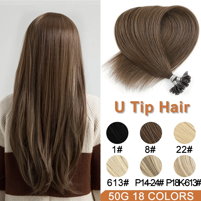 

WIT 100% Human Braiding Hair Bulk Remy U Tip Straight Hair Bulk 40G 50G Natural Blonde Hair 17Colors 16-28 inchs