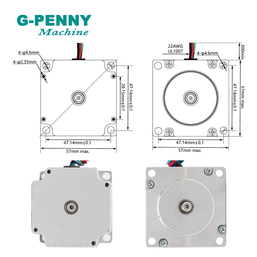 NEMA23 Шаговый двигатель с ЧПУ 57x76 мм вал D = 6 35 0 9 градуса 1 89 Нм 270 унций 3A шаг для