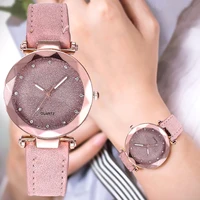 womens vintage leather strap quartz watch ladies clock korean starry sky exquisite diamond wristwatch luxury watches for women