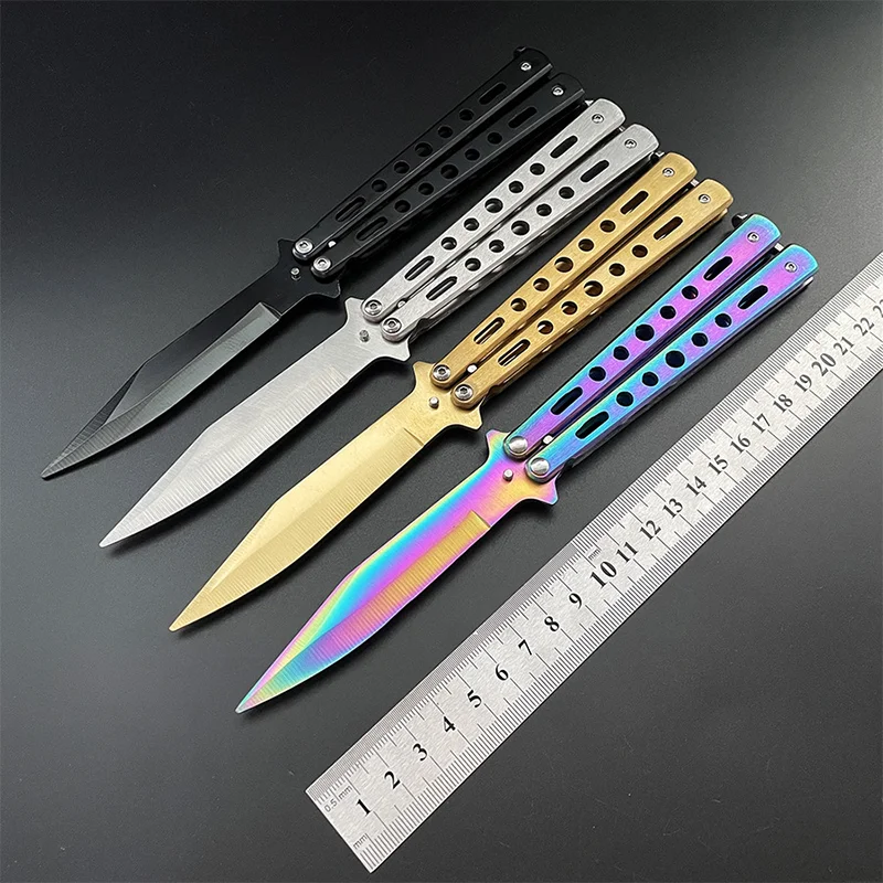 Нож бабочка Подарочный нож стальной складной для тренировок титановый учебный