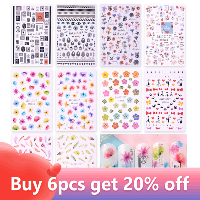 

1 Sheet Fashion Heart Flower Nail Stickers Adhesive Pre Glue Decals Foils Polish DIY Nail Art Tools Beauty Accessories