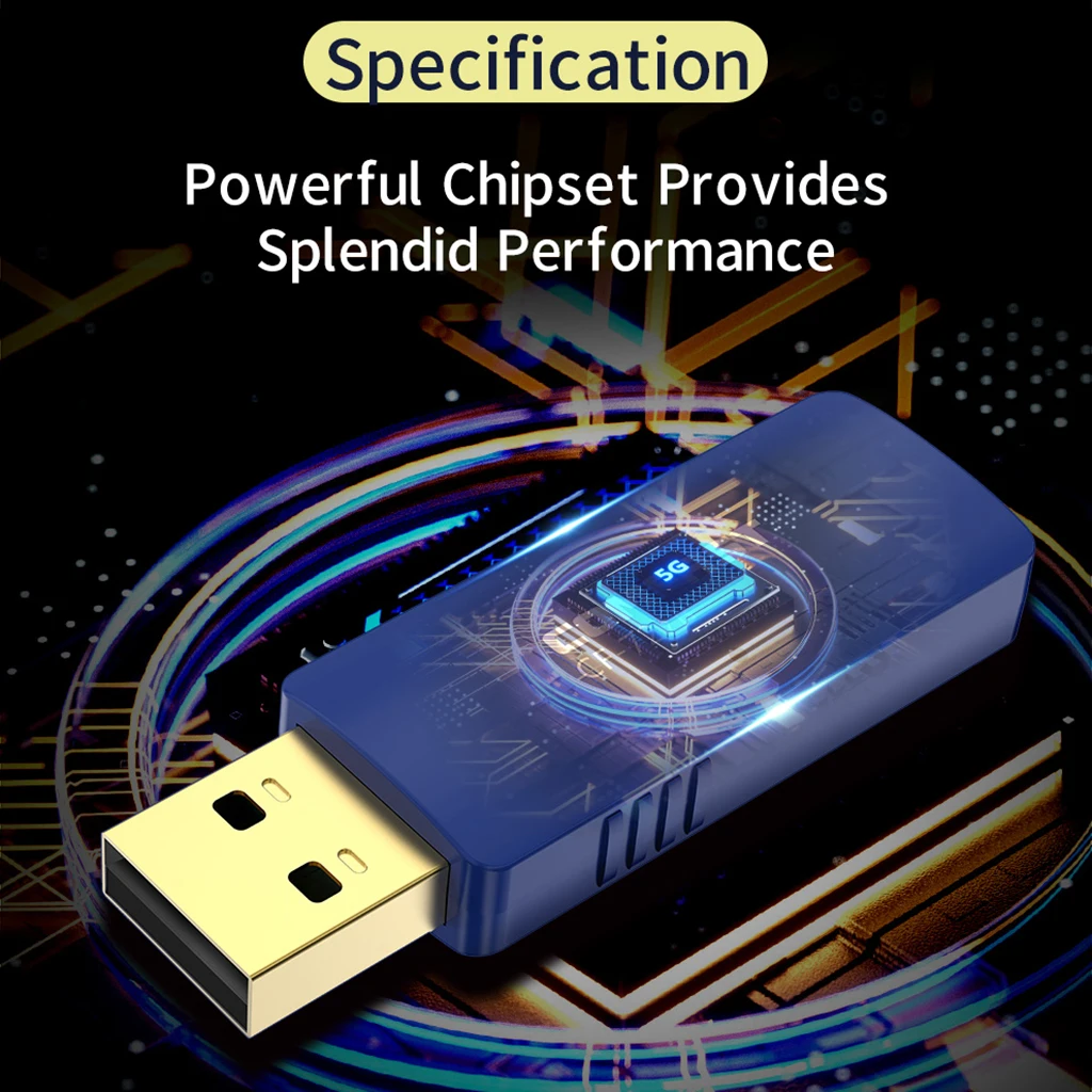 USB WiFi Bluetooth Adapter for PC 1300Mbps Wireless Dongle Support Windows 7/8/10 Mac OS | Компьютеры и офис