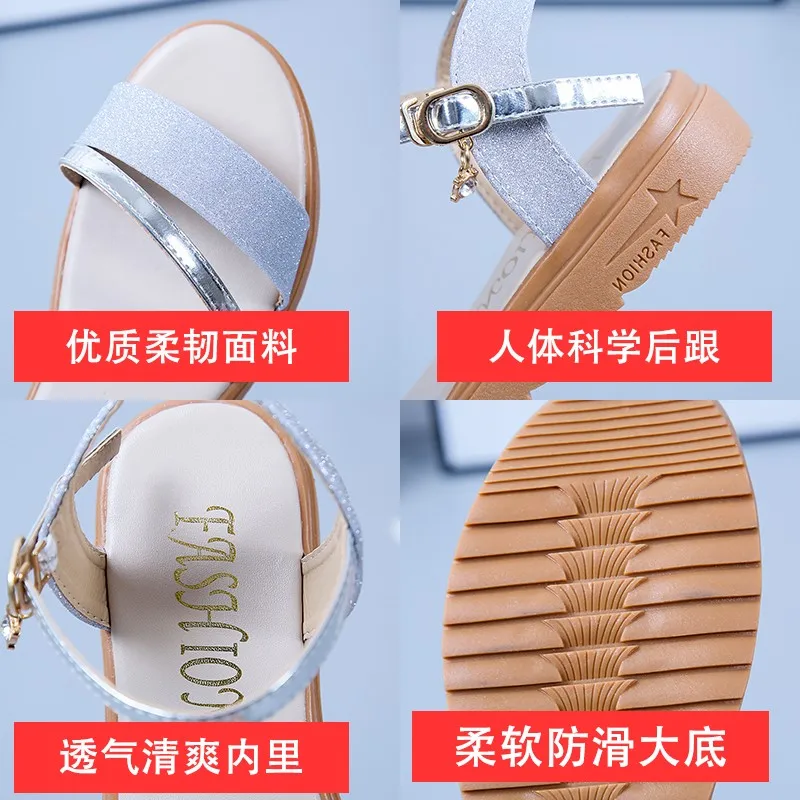 

2021 new ladies thick-soled sandals summer fashion soft-soled beach sandals dress banquet non-slip shoes