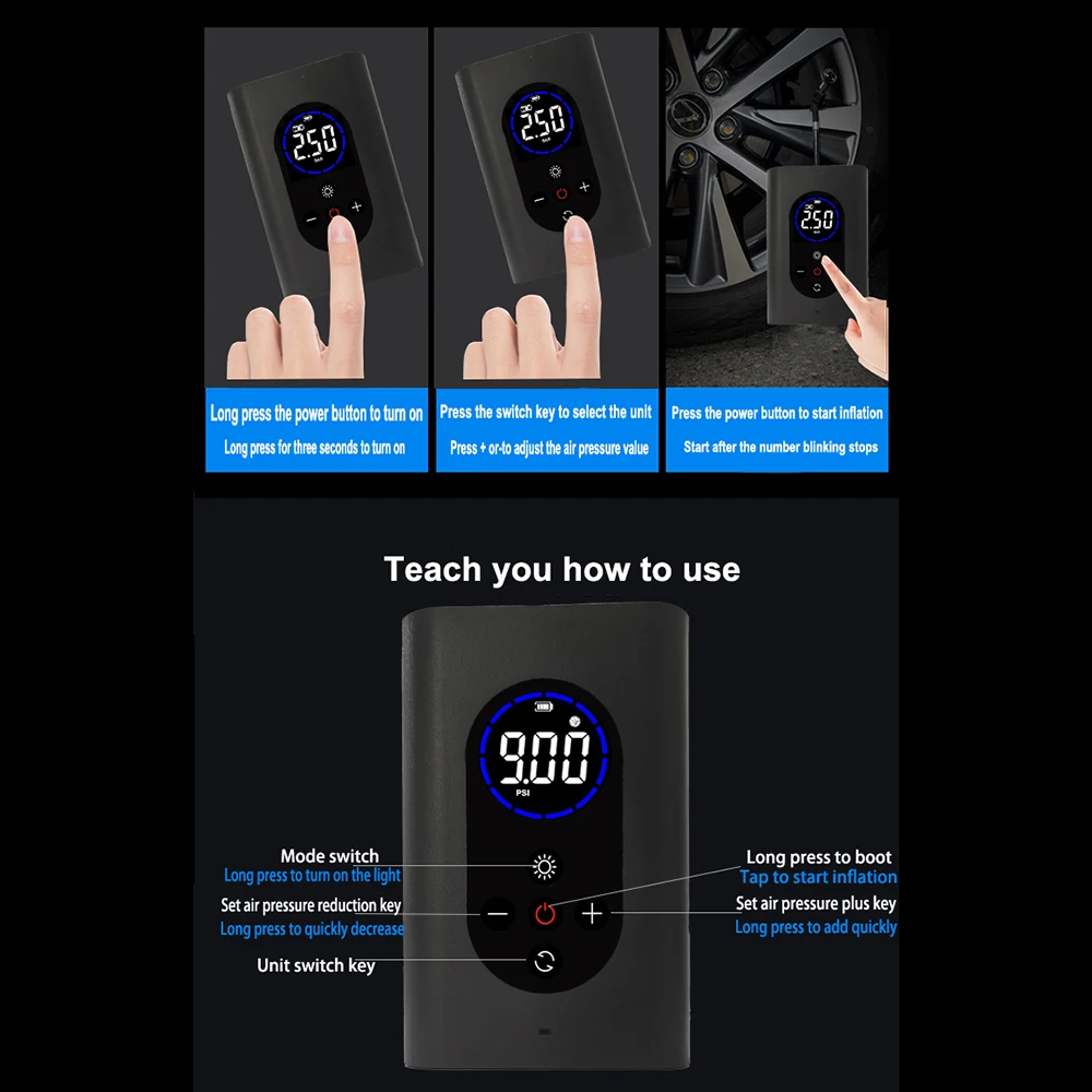 Автомобильный Электрический воздушный насос мини портативный автомобильный