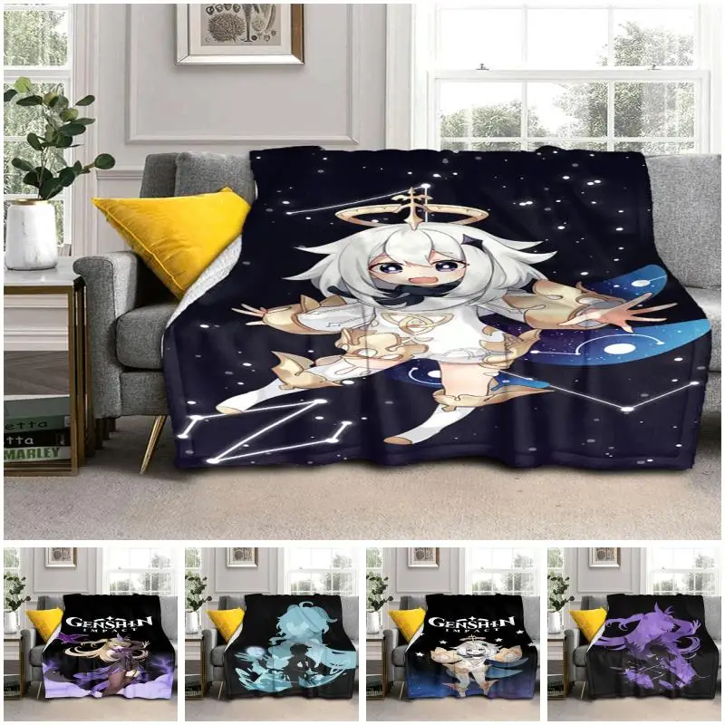 

Игровое одеяло Genshin, ударопрочное одеяло, фланелевое одеяло, покрывало для кровати, мягкое мультяшное зеленое покрывало, диван, подарок