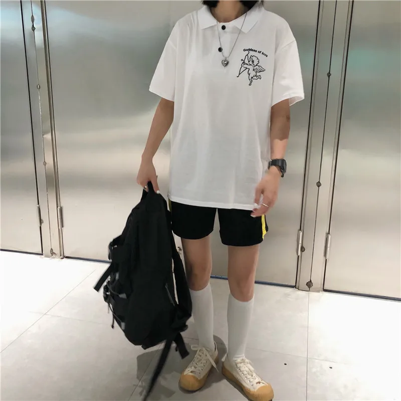 Футболка в стиле Харадзюку С купидоном женская футболка y2k Ullzang графическая