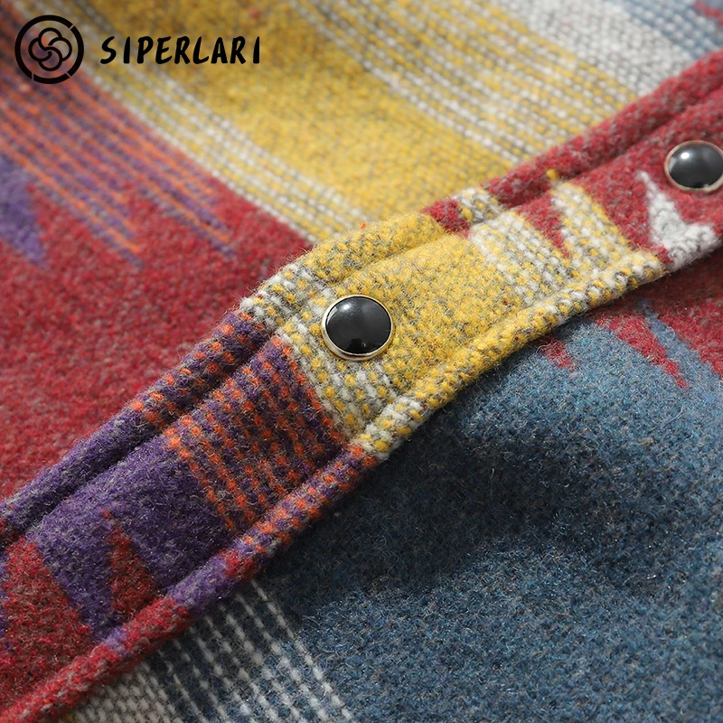 

SIPERLARI Hip Hop Tie Dye Snap Button Long Sleeve Shirts Men Fashion Casual Streetwear Dress Shirt Coats Male Hipster Shirts Top