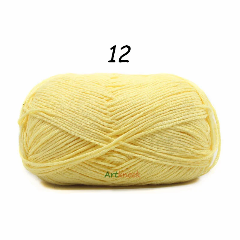 12 1PC 50 г хлопковая пряжа Органическая пряжа для вязания вязанных свитеров носки 24 цвета крючком иглы № 2 - Цвет: 12 1PC