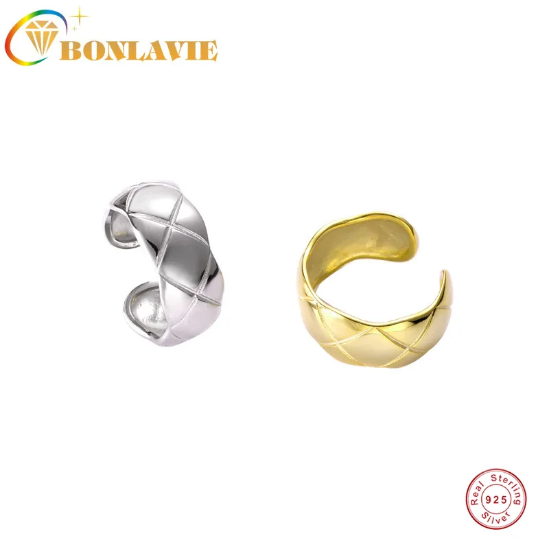 BONLAVIE 925 пробы Серебряное клетчатое одиночное кольцо Инс Заводские Открытые