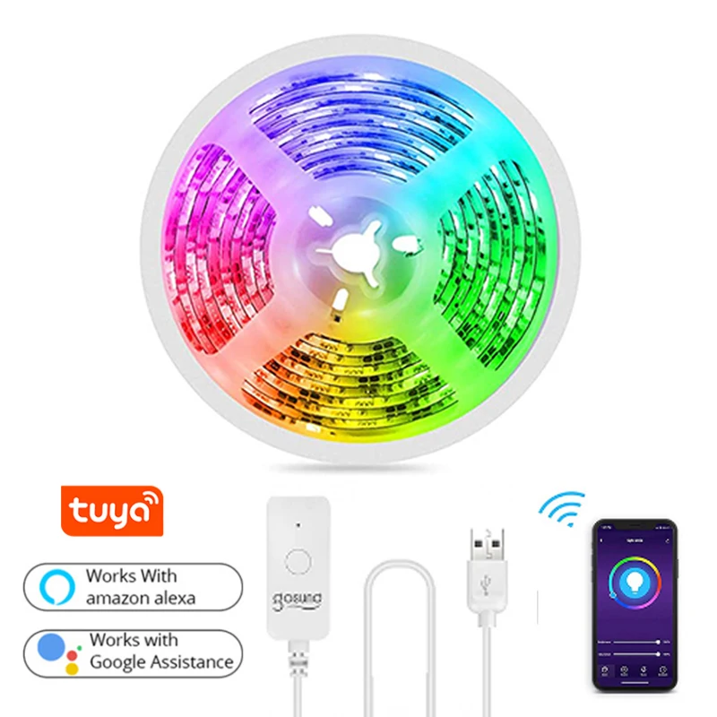 

5050 RGB Led Strip Light Waterproof RGB Tape Led Ribbon 2.8 M Led Strip Light With IR Remote For Christmas Smart Life Gosund App