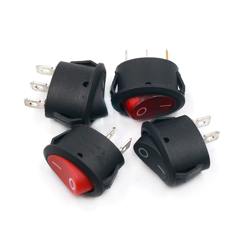 

5Pcs 26x14mm KCD7 Oval Push Button Rocker Switch 6A 250V 10A 125V AC Toggle IO On-Off Car Boat Power Switch 2Pin 3Pin LED Light